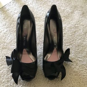 Paris Hilton Black Patent Heels with Bow
